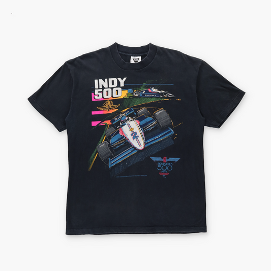 Indy 500 USA Made 1991 Neon Graphic Black Single Stitch Tee (L)