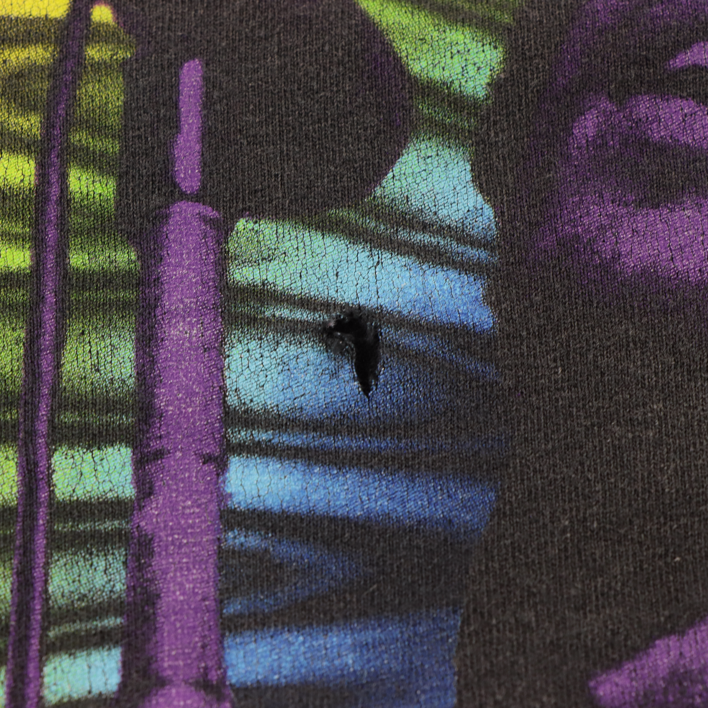 Jimi Hendrix Rainbow Tie Dye Graphic Retro Black T-Shirt (L)
