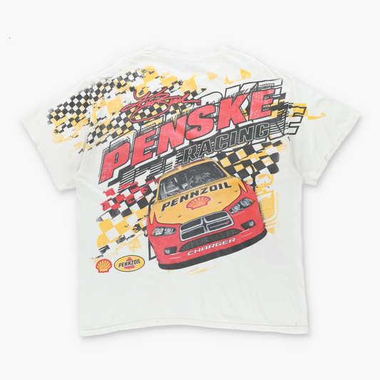 Kurt Busch NASCAR Penske Double Sided DELIA PRO WEIGHT White T-Shirt (XXL)