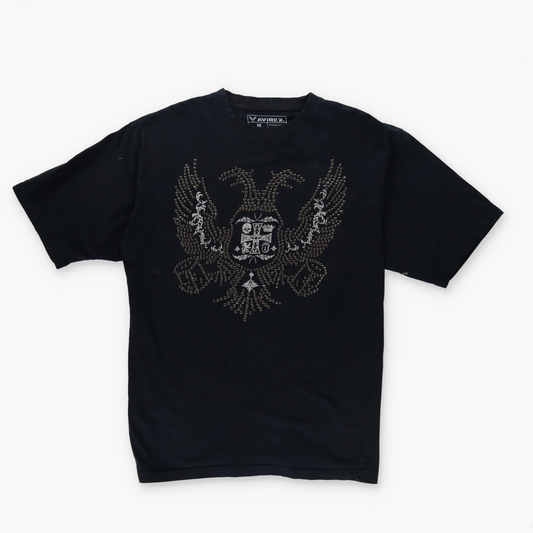 AVIREX Y2K Grunge Gothic Black Studded Black T-Shirt (M-L)