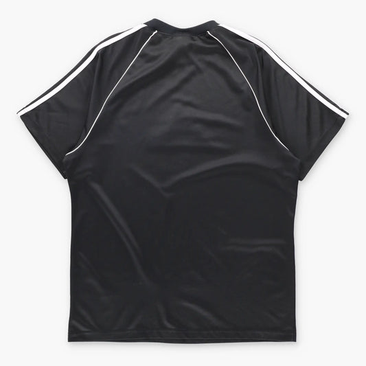 Vintage 90s ADIDAS Felt Spell Out Logo Black USA Made Jersey (L)