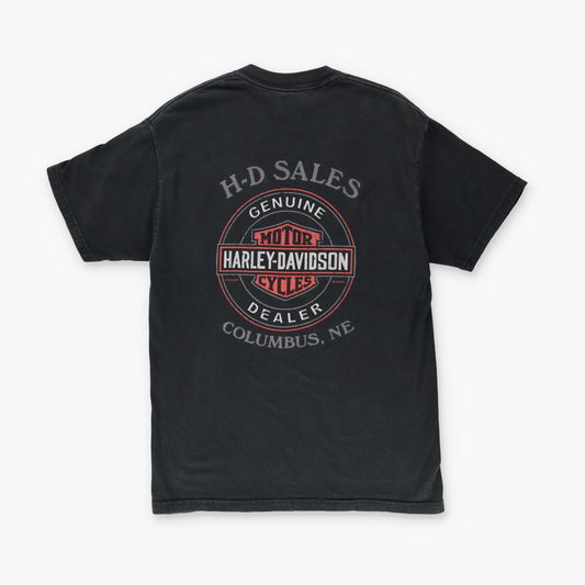 Vintage HARLEY DAVIDSON Nebraska Clown Flame USA Made Motorcycle Tee (L)