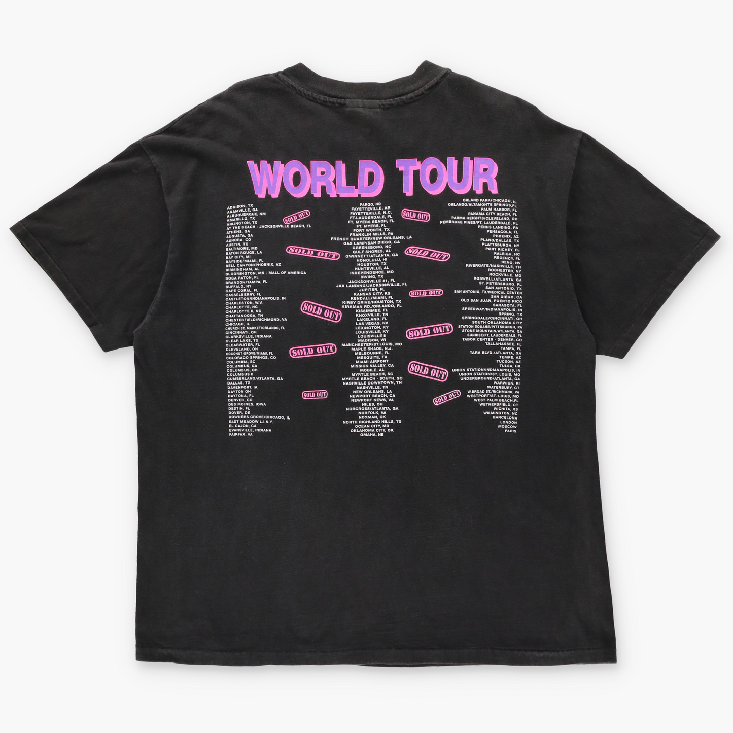 Hooters World Tour Neon Spell Out Graphic Double Sided Single Stitch Black T-Shirt USA Made (L-XL)