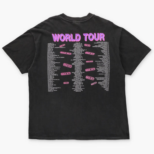 Hooters World Tour Neon Spell Out Graphic Double Sided Single Stitch Black T-Shirt USA Made (L-XL) - Vintage Sole Melbourne