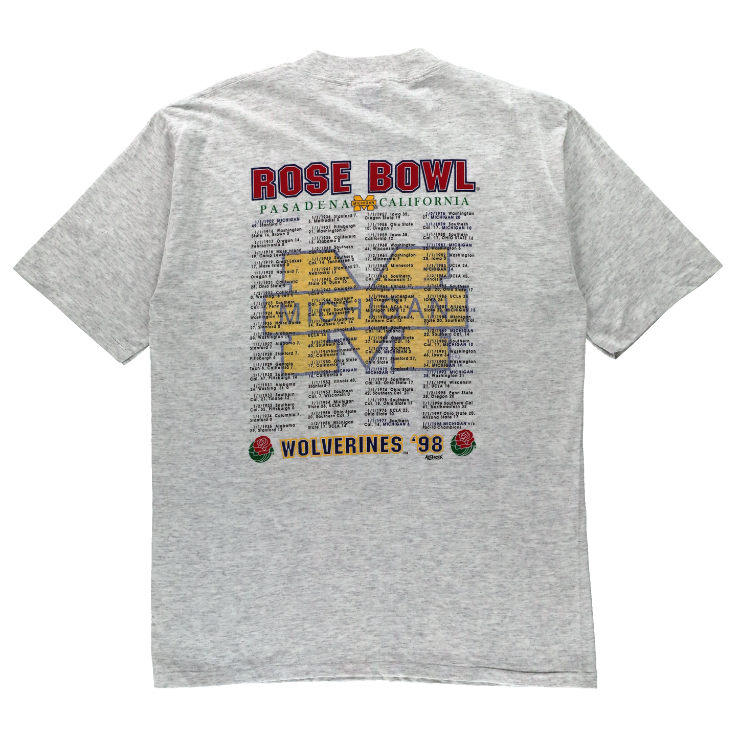 Rose Bowl Michigan Wolverines USA Made ALLSPORT College Football TShirt (L TALL)