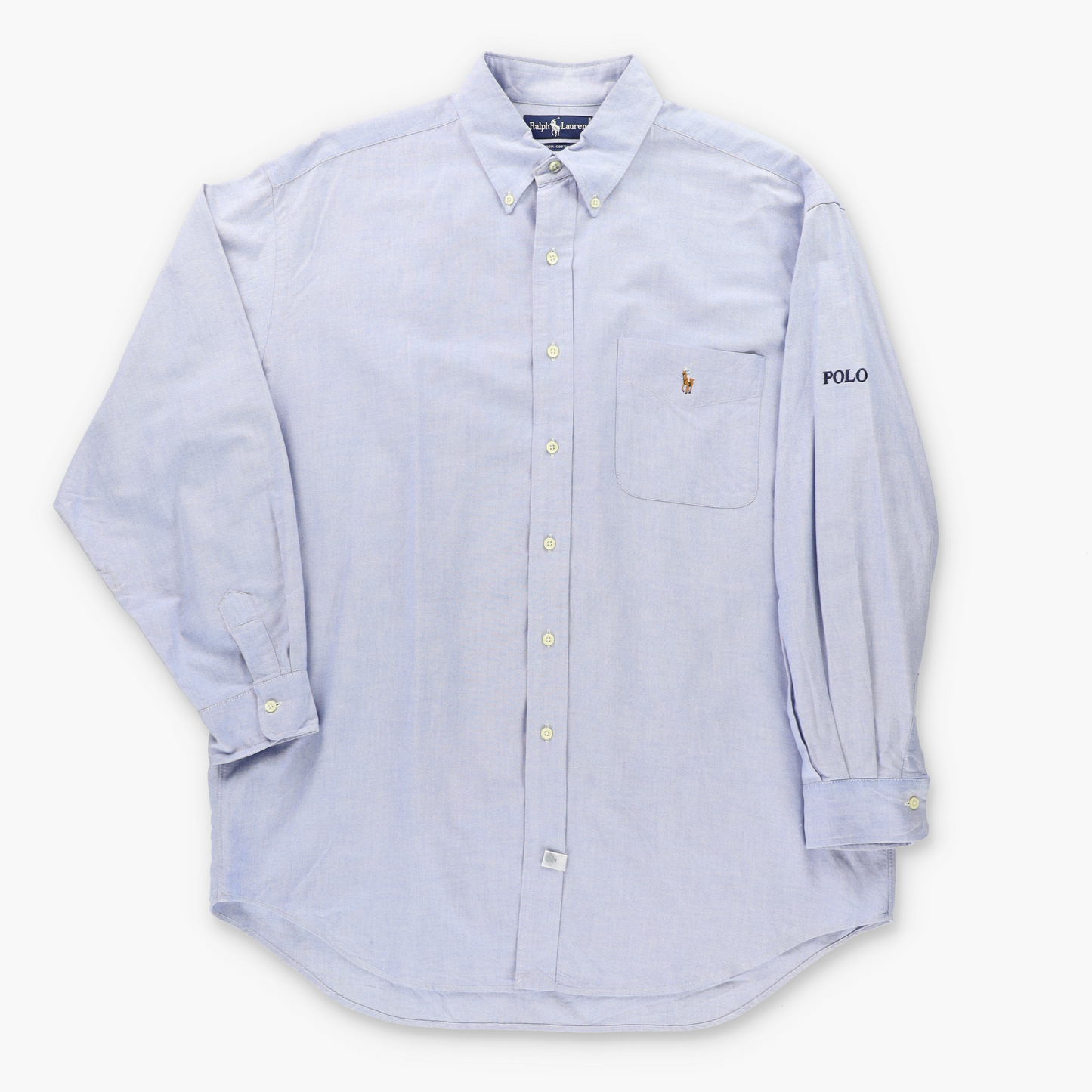 RALPH LAUREN POLO Embroidered Logo Light Blue Button Up Shirt (XXXL)