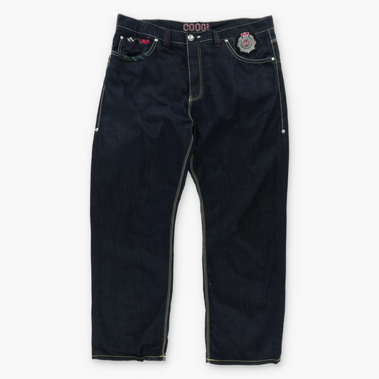 COOGI Plaid Tartan Union Jack Embroidered Y2K Jeans (44x35)