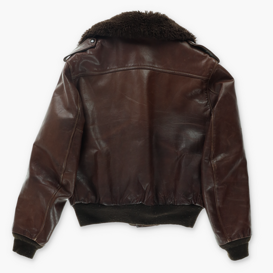 Vintage SCHOTT 70s Brown Leather Flight Jacket IS-674-MS (L)