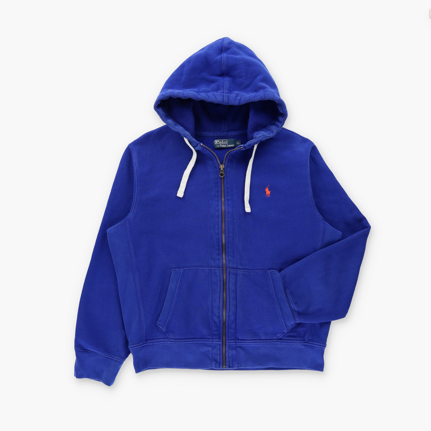 RALPH LAUREN POLO Blue & Orange Full Zip Hoodie Sweatshirt (L-XL)