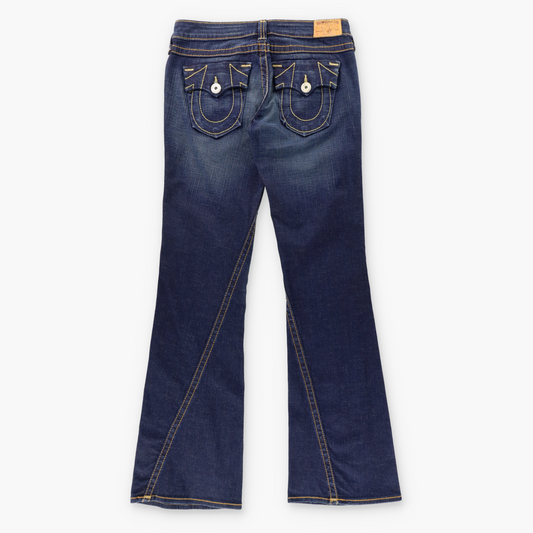 Vintage TRUE RELIGION Blue Medium Wash Y2K Flap Pocket Jeans USA Made (30) ***COCO Vintage Sole Melbourne