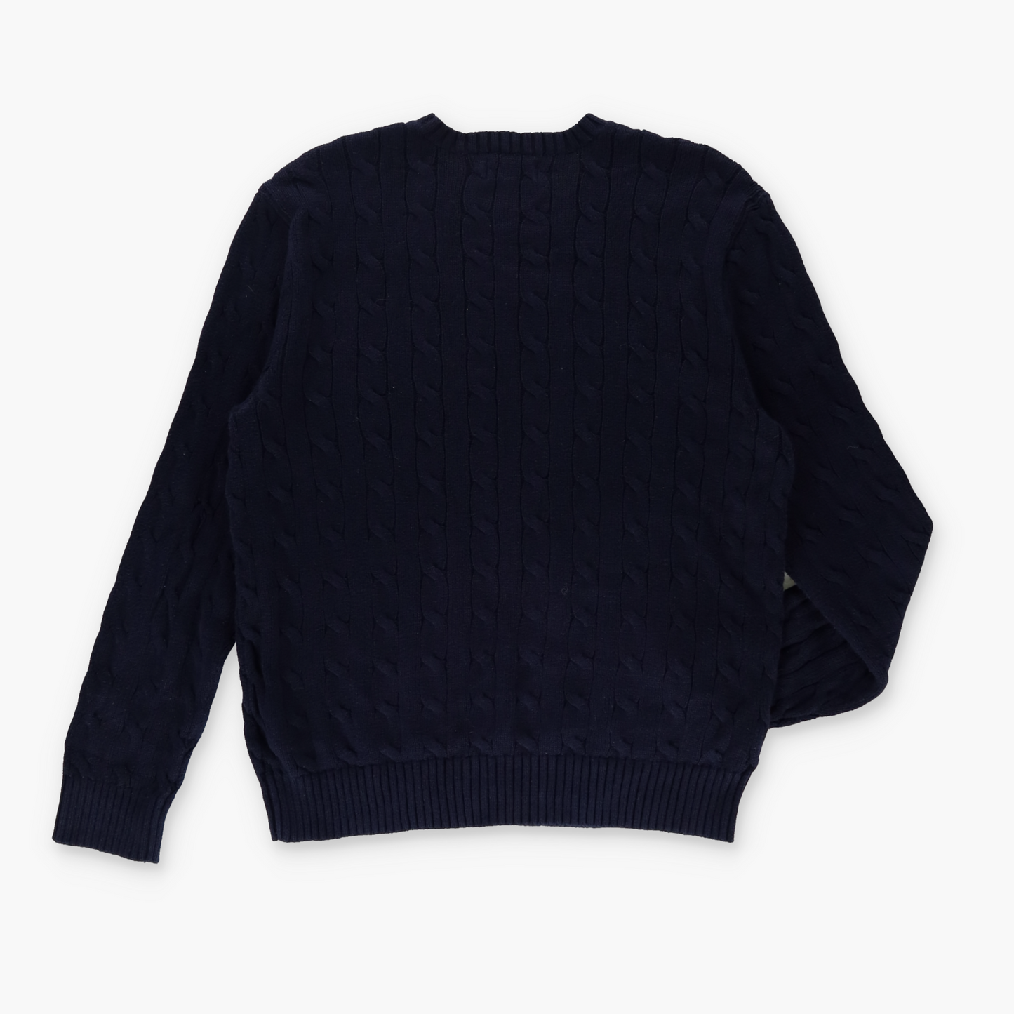 RALPH LAUREN POLO Embroidered Logo Cable Knit Navy Sweater (L)