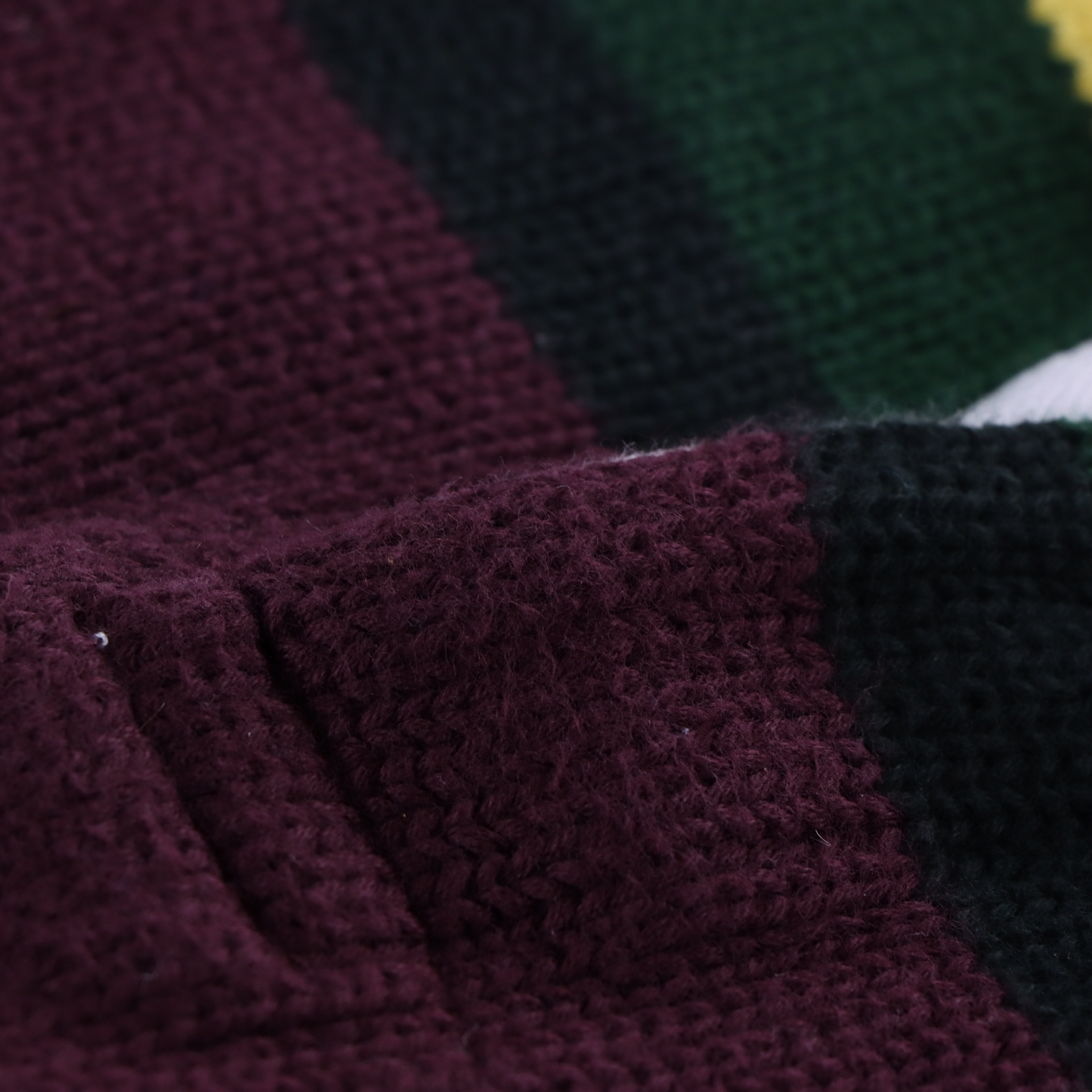 RALPH LAUREN POLO Embroidered Logo Collared Burgundy & Green Knit Rugby Sweater (XL)