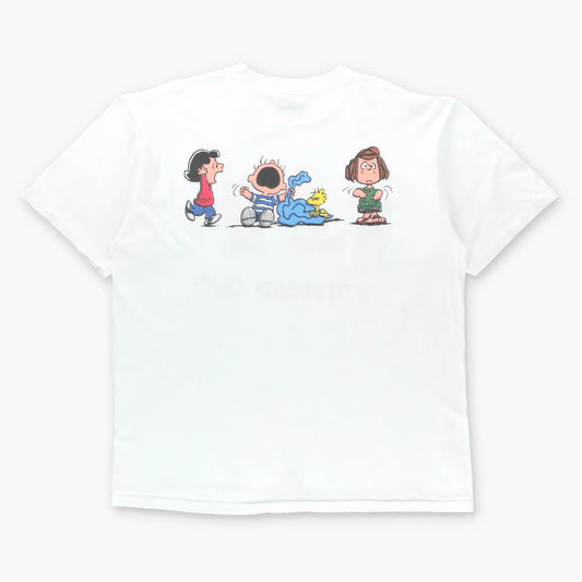 Vintage 90s REEBOK Snoopy "Stressed Out!" Peanuts Comic Strip USA Made White Single Stitch Tee (XL) Vintage Sole Melbourne