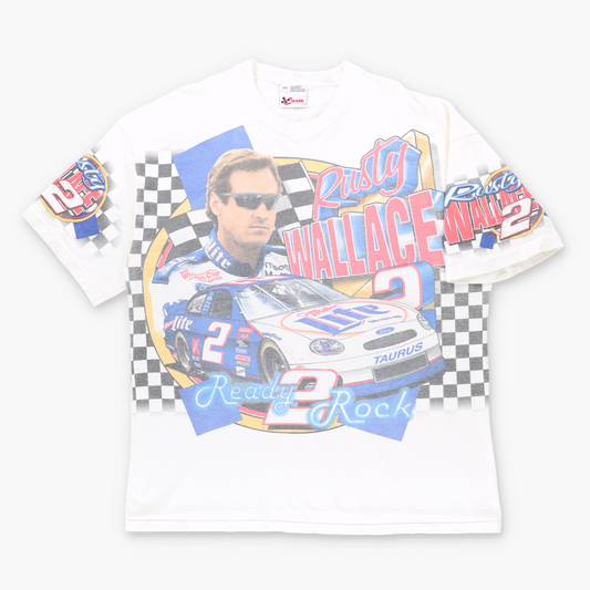 Rusty Wallace x Miller Lite "Ready 2 Rock" NASCAR Vintage 90s Single Stitch T-Shirt USA Made (XXL)