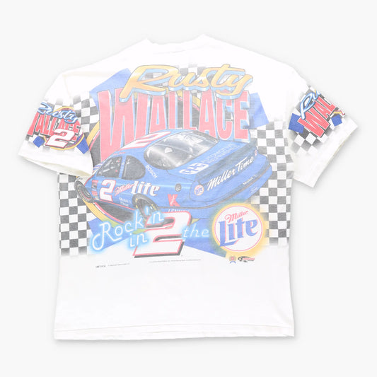 Rusty Wallace x Miller Lite "Ready 2 Rock" NASCAR Vintage 90s Single Stitch T-Shirt USA Made (XXL) Vintage Sole Melbourne