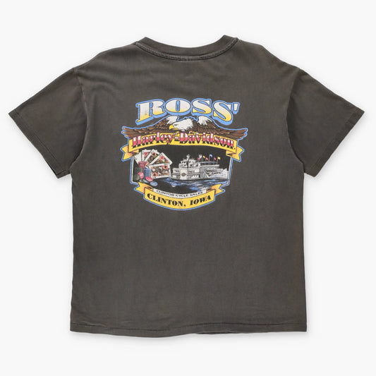 HARLEY DAVIDSON Double Sided Riverboat Casino Single Stitch Front Pocket Tee USA Made (M-L) - Vintage Sole Melbourne