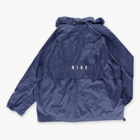 NIKE 90's Centre Swoosh Quarter Zip Pouch Windbreaker Pull Over Navy Jacket (XL)