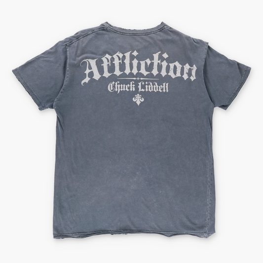Vintage AFFLICTION Y2K Skull Wing USA Made Distressed Grey T-Shirt (XL) Vintage Sole Melbourne