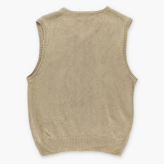 Vintage POLO RALPH LAUREN Beige V-Neck Knit Sweater Vest (M)