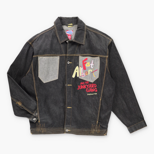 Vintage PLATINUM FUBU 'Fat Albert & The Junkyard Gang' Embroidered Denim Jacket (XXL-XXXL) Vintage Sole Melbourne