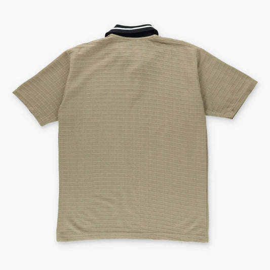 Vintage NIKE Embroidered Swoosh Logo Button Up Beige & Black Polo (S-M)