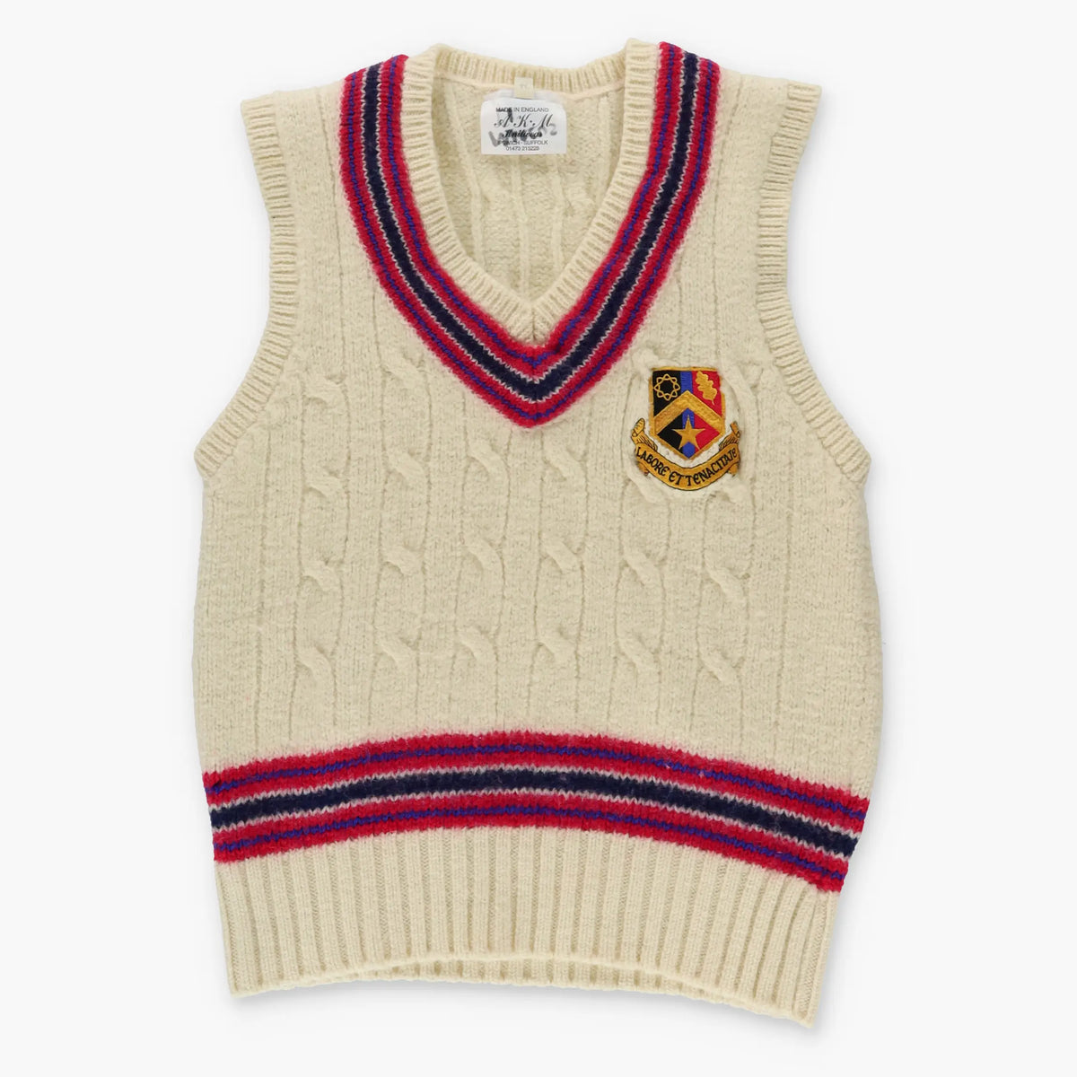 Vintage St Joseph's College Ipswich Crest Wool England Made Cricket Knit Sweater Vest (S) Vintage Sole Melbourne