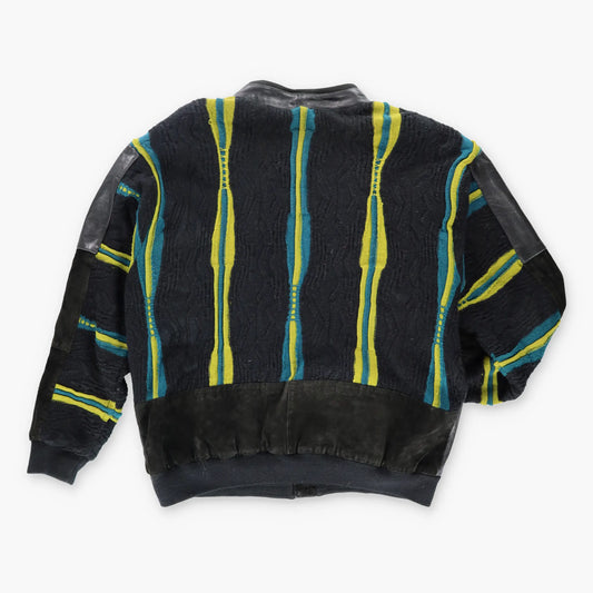Vintage SAXONY Genuine Leather Suede Coogi Style Knit Jacket (XXL) Vintage Sole Melbourne