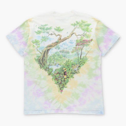 Vintage 1992 LIQUID BLUE African Rainforest Pastel Multicolour Tie Dye Single Stitch Tee USA Made (XL)