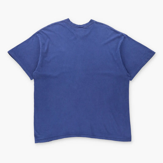 Vintage NIKE Navy Blue Embroidered Logo USA Made T-Shirt (XXL)