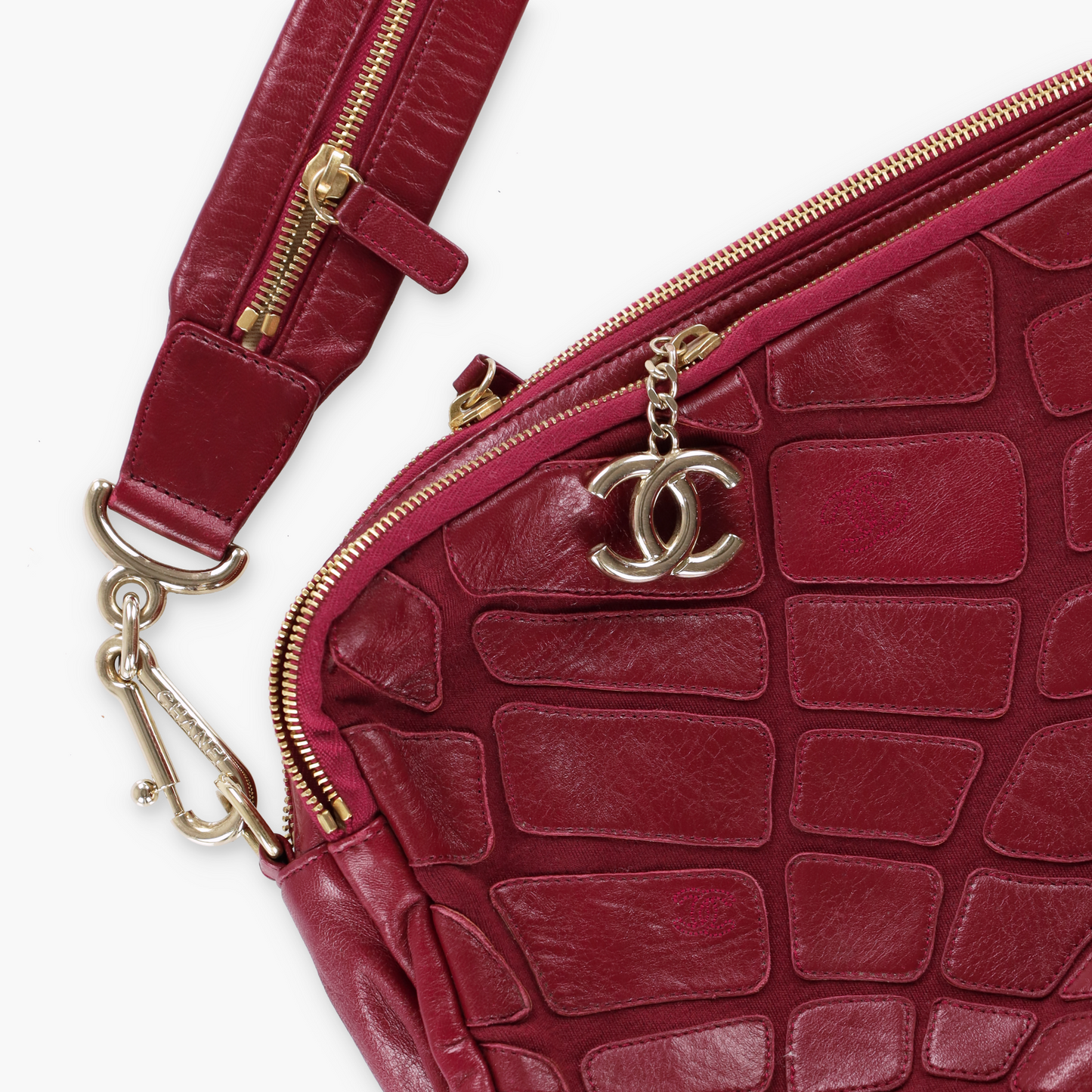 CHANEL 'Scales' Red Leather Camera Bag Italy Made