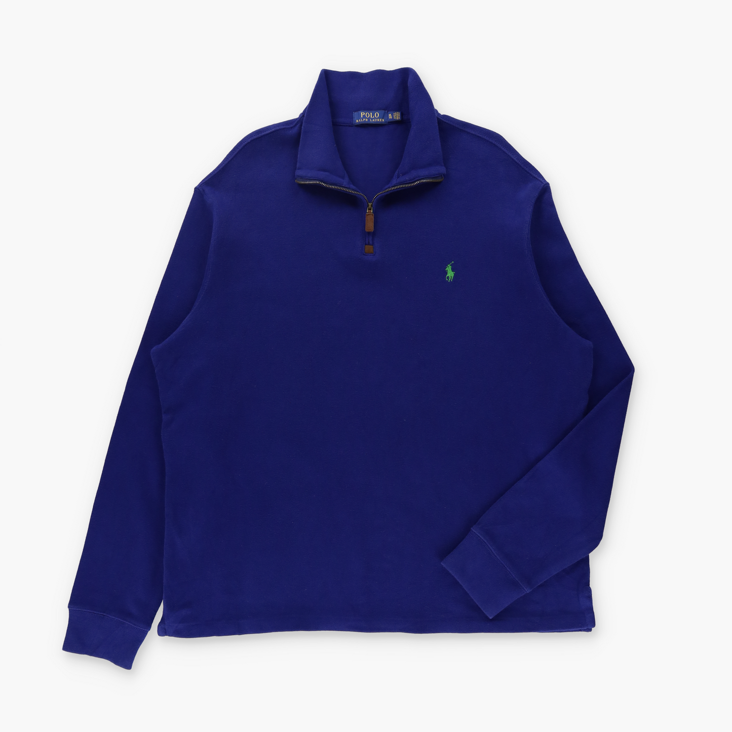 RALPH LAUREN POLO Embroidered Logo 1/4 Zip Blue Sweatshirt (XL TALL)