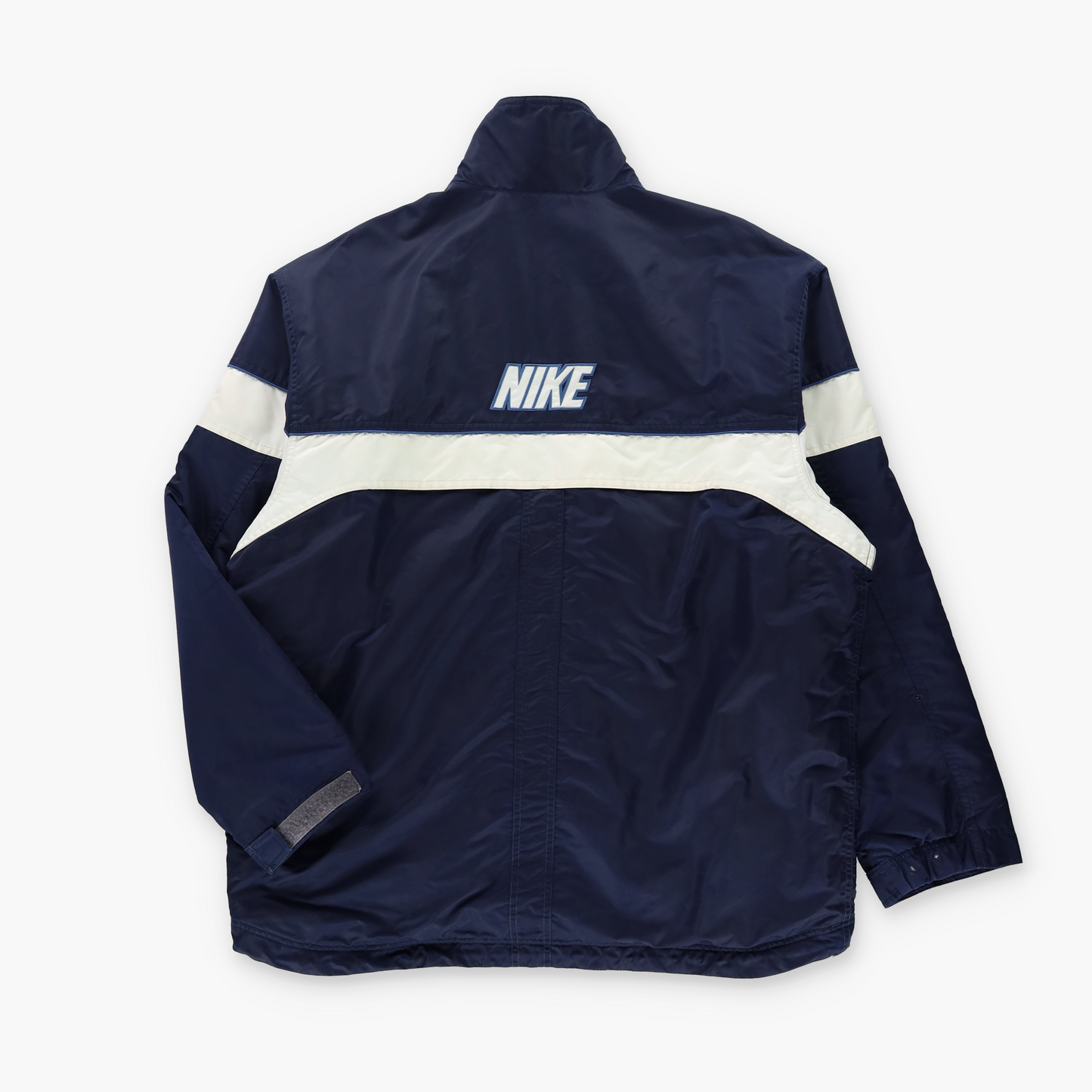 NIKE Fleece Lined Blue & White Embroidered Swoosh Logo Full Zip Jacket (L)