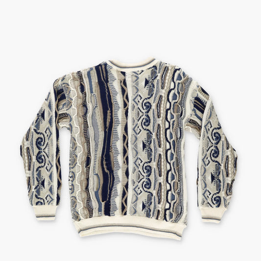 OLD GLORY Blues & Browns Coogi Style Knit Sweater (L) Vintage Sole Melbourne