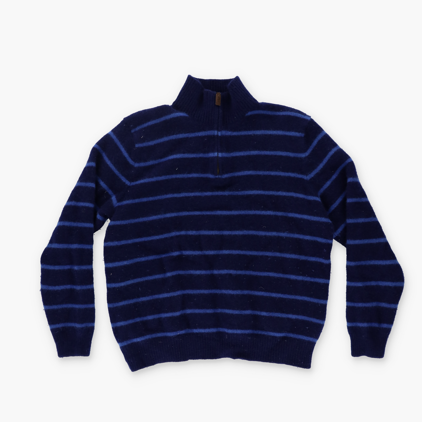 RALPH LAUREN Blue & Navy Nautical Striped Woollen 1/4 Zip Sweater (S-M)