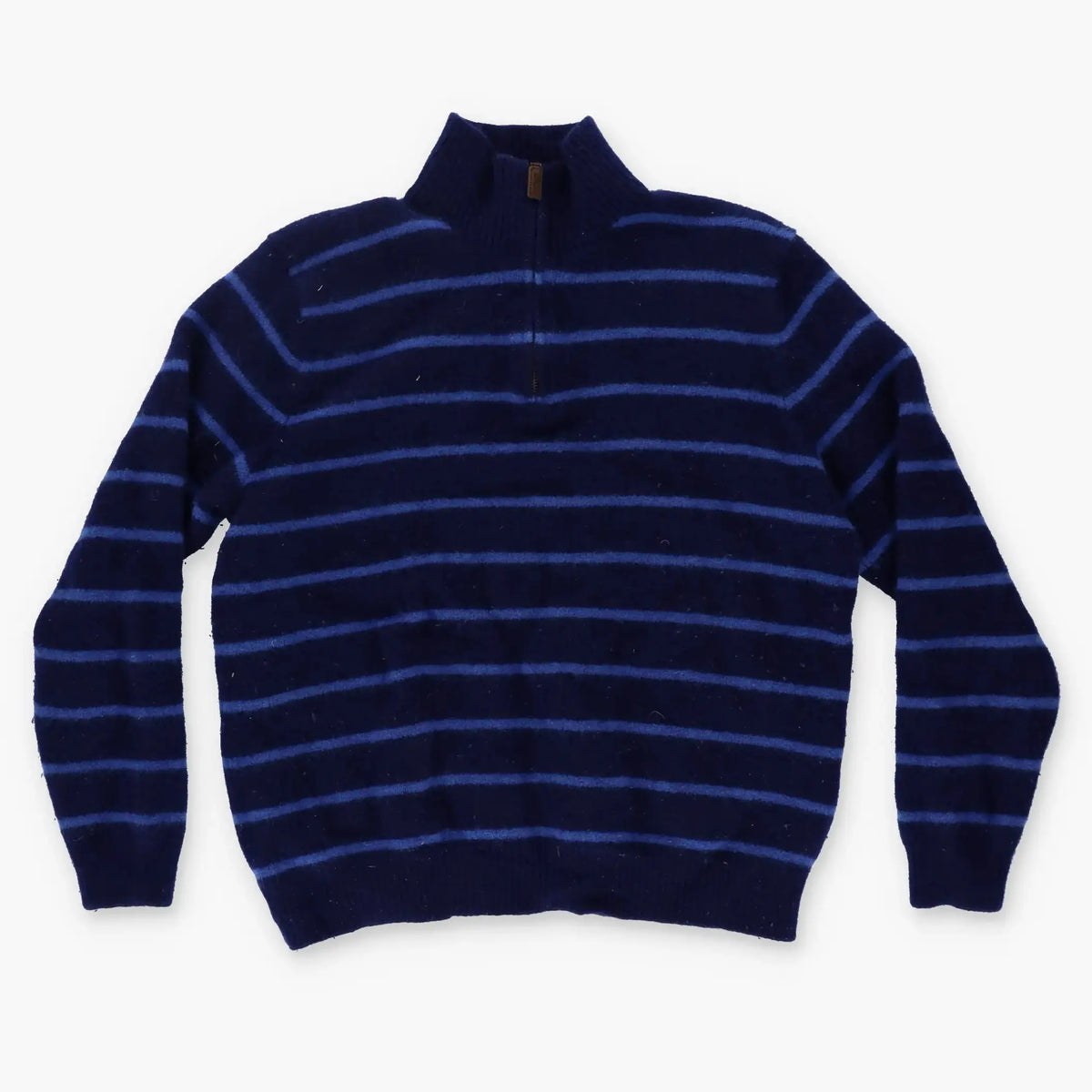 RALPH LAUREN Blue & Navy Nautical Striped Woollen 1/4 Zip Sweater (S-M) Vintage Sole Melbourne