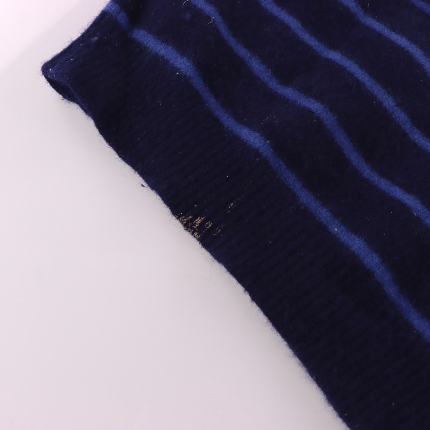 RALPH LAUREN Blue & Navy Nautical Striped Woollen 1/4 Zip Sweater (S-M)
