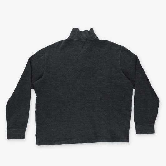 RALPH LAUREN POLO Grey Embroidered Logo 1/4 Zip-Up Knit Sweater (L)