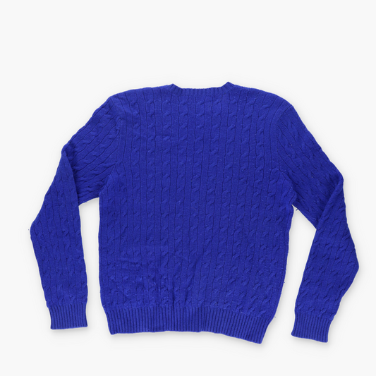 RALPH LAUREN POLO Royal Blue Cable Knit Woollen Sweater (L)