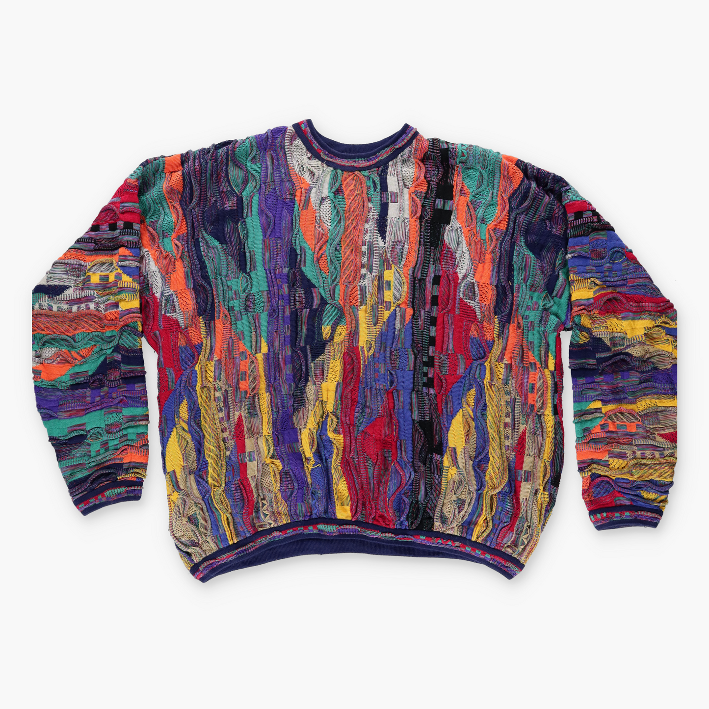 TUNDRA CANADA 90s Coogi Style Multi-Coloured Heavyweight Knit Sweater (3XL-4XL)