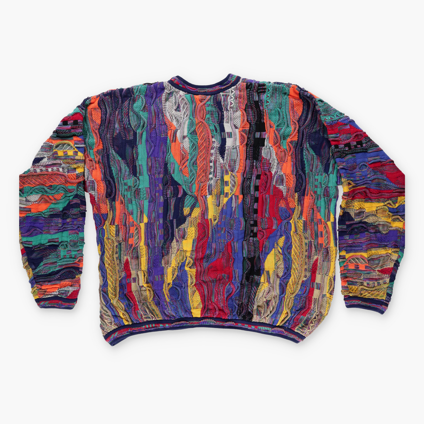 TUNDRA CANADA 90s Coogi Style Multi-Coloured Heavyweight Knit Sweater (3XL-4XL)