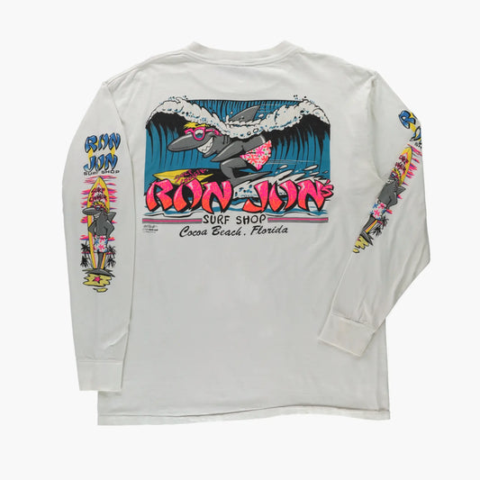 Ron Jon Surf Shop 1989 Cocoa Beach USA Made Single Stitch Long Sleeve Vintage Tee (L-XL) Vintage Sole Melbourne