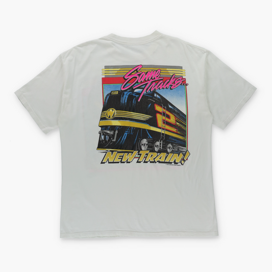Rusty Wallace NASCAR 1994 "Same Tracks New Train" Double Sided White Vintage T-Shirt (L)