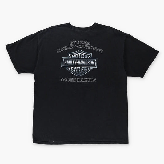 HARLEY DAVIDSON 'Sturgis' Bull Head Black Motorcycle Tee (XL-XXL) Vintage Sole Melbourne