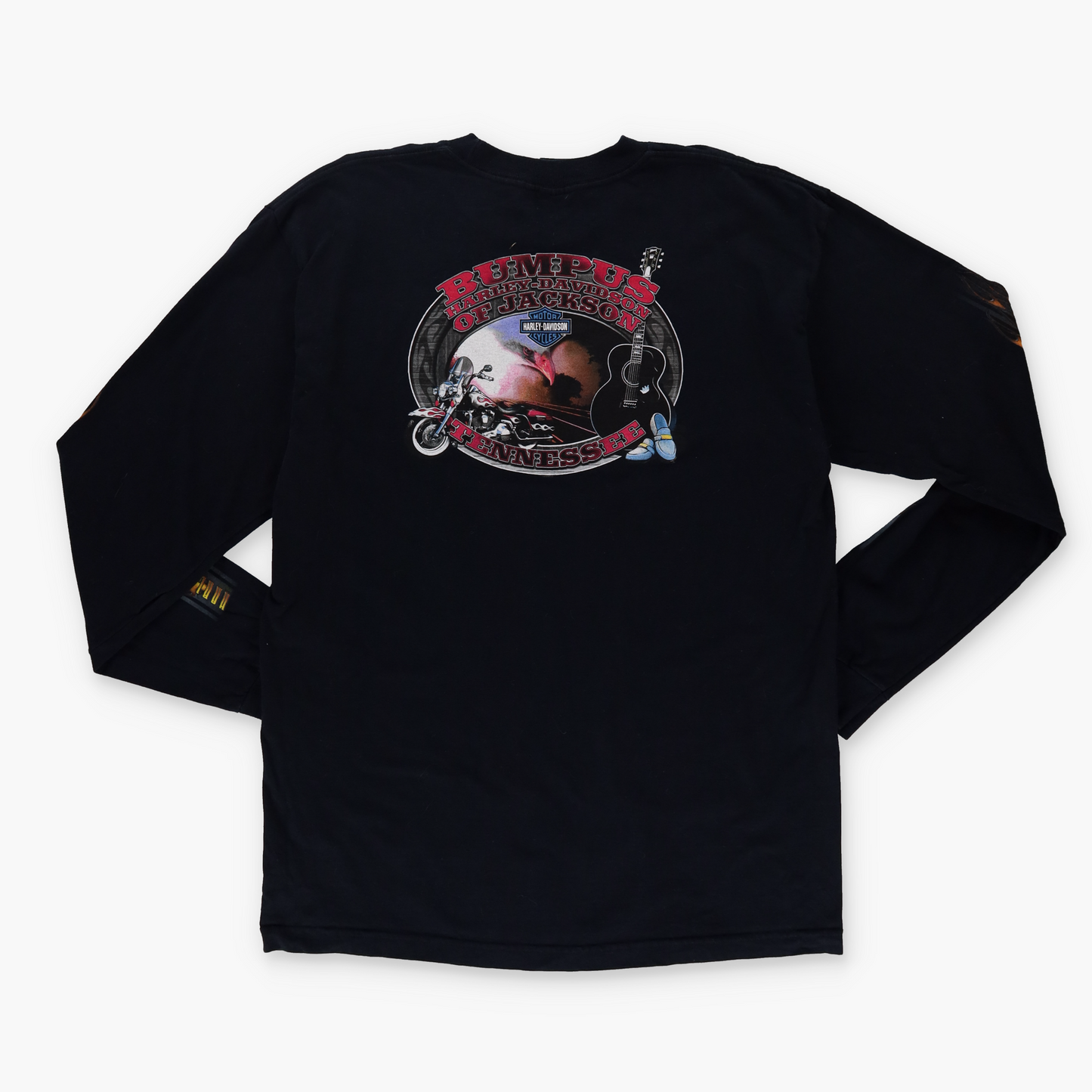 HARLEY DAVIDSON Y2K Flame Eagle USA Made Long Sleeve Motorcycle Tee (XL)