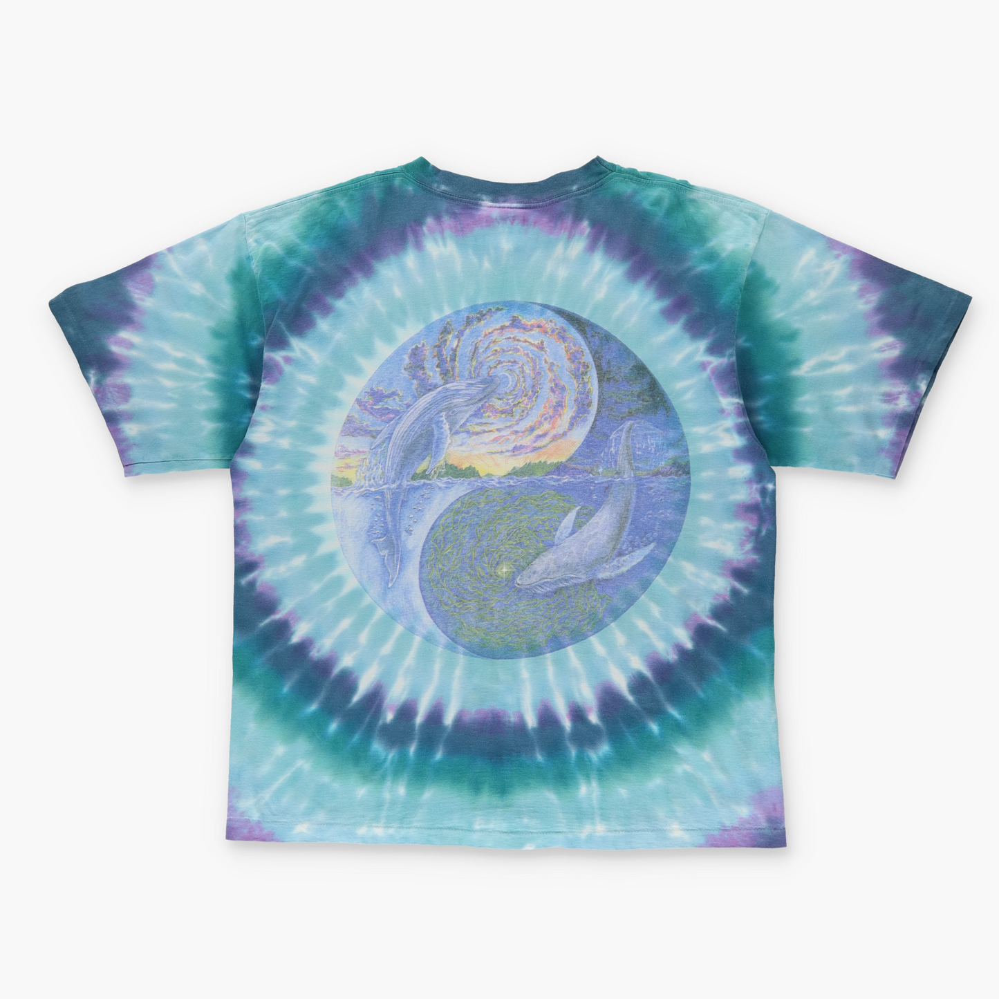 1993 JERRY JASPER Yin-Yang Tie Dye Dolphin Two Side Print Tee (XXL)