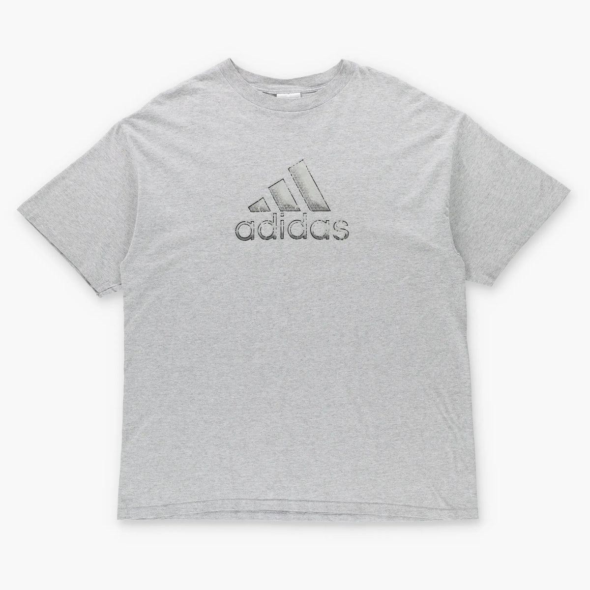 ADIDAS Silver & Heather Grey Big Logo Graphic T-Shirt (L-XL) Vintage Sole Melbourne