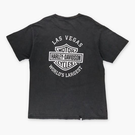 1996 HARLEY DAVIDSON Spell Out Logo Las Vegas USA Made T-Shirt (XL) - Vintage Sole Melbourne