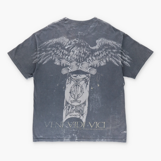 TAPOUT Y2K 'World Headquarters' Grunge Skull Wing Faded Vintage Grey T-Shirt (XL) Vintage Sole Melbourne