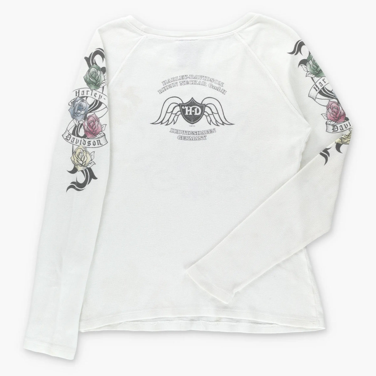 HARLEY DAVIDSON "True Love Forever" USA Made Thermal Long Sleeve Tee (Women's L) Vintage Sole Melbourne