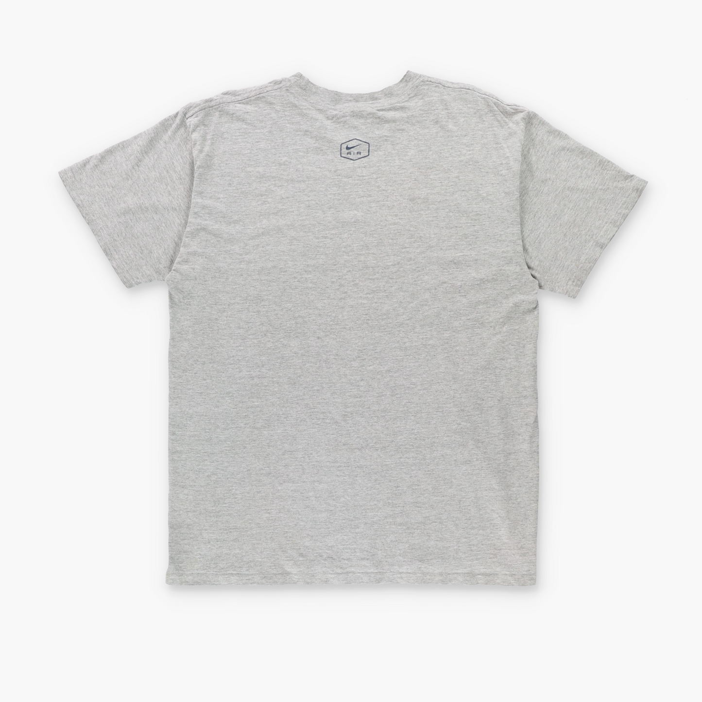 NIKE AIR Heather Grey & Blue Swoosh Logo Graphic T-Shirt (M)